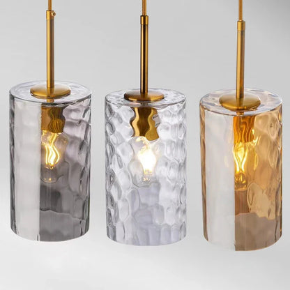 Suspension Cylindrique en Verre – Finition Dorée ou Grise