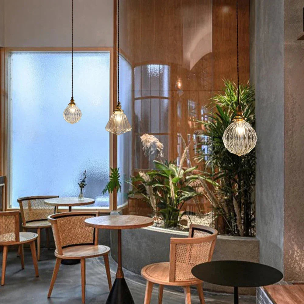 Suspension en Verre Cristal – Éclairage Élégant au Style Nordique