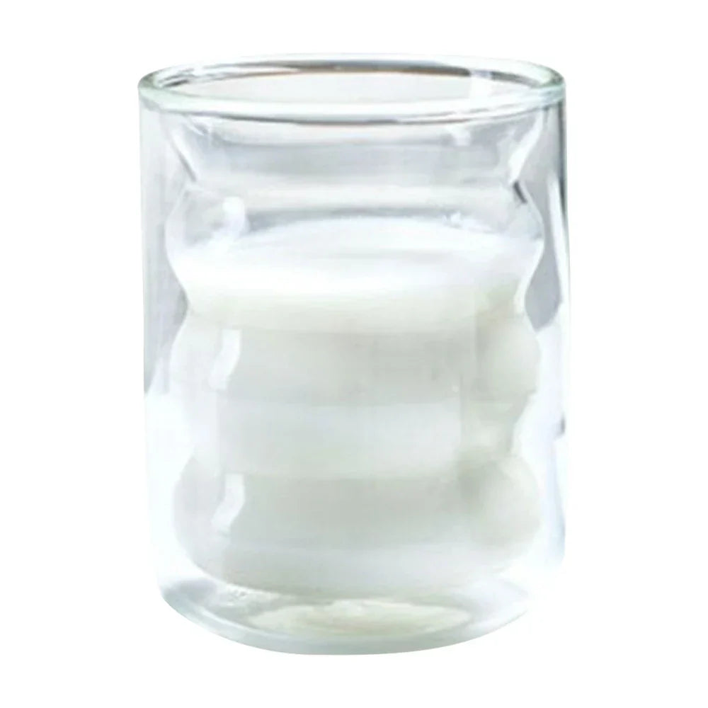 Tasse en Verre Double Paroi Design Vague | Mug Transparent Résistant à la Chaleur et Isolant