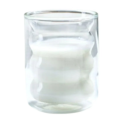 Tasse en Verre Double Paroi Design Vague | Mug Transparent Résistant à la Chaleur et Isolant