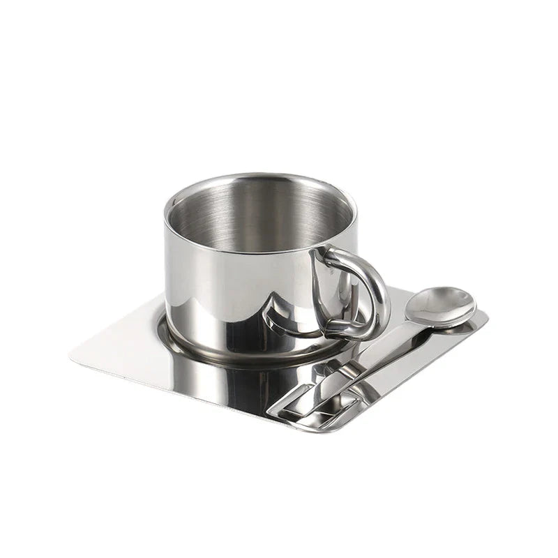 Set Tasse à Café Inox Vince, Design Nordique, 3 Pièces