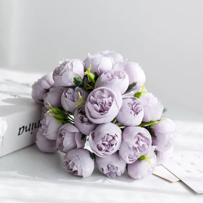 Bouquet de Pivoines en Soie, 27 Fleurs, Multicolore