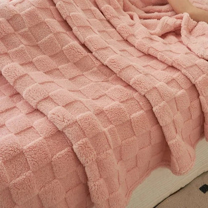 Plaid Polaire à Carreaux Doux et Chaud, Polyester