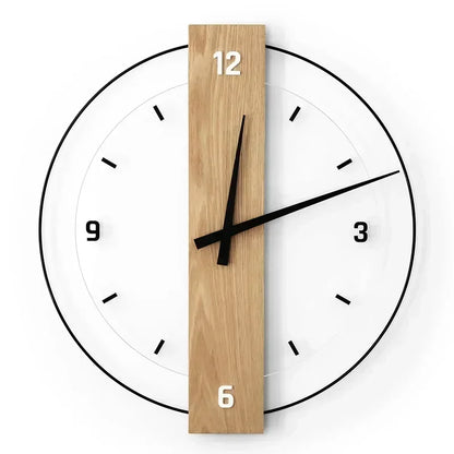 Horloge Murale Silencieuse Bois Chêne Minimaliste
