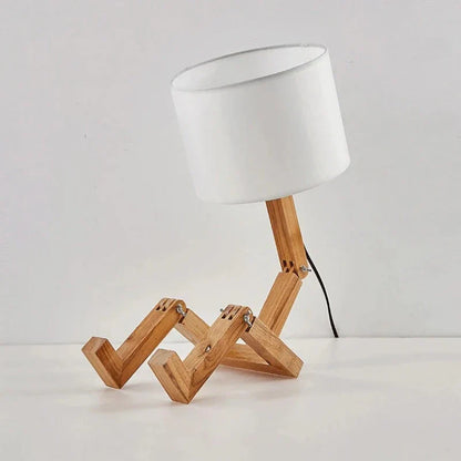 Lampe de Chevet Design Articulée Bois & Tissu