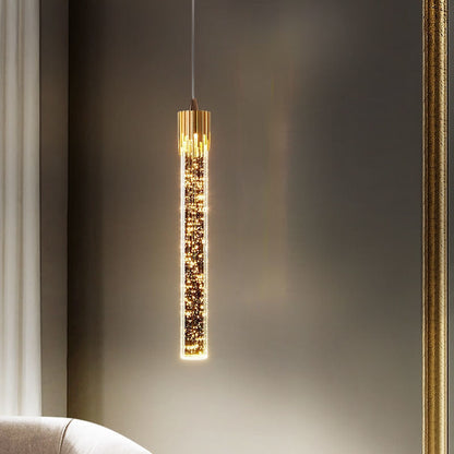 Suspension LED Cylindrique Cristal Moderne