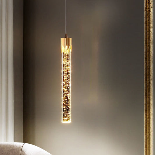 Suspension LED Cylindrique Cristal Moderne