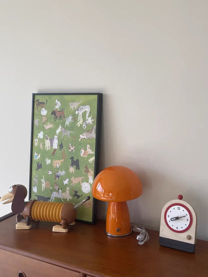Lampe de Table Champignon Rétro en Verre – Éclairage Nostalgique et Tendance