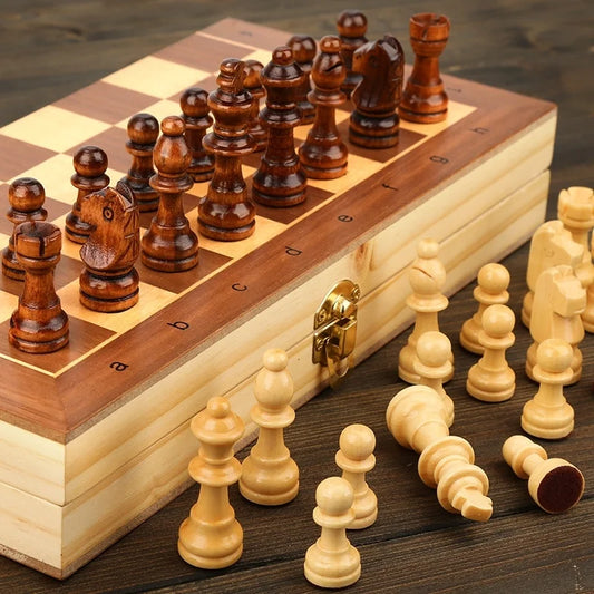 Jeu d’Échecs Bois Pliable Magnétique, 24×24cm