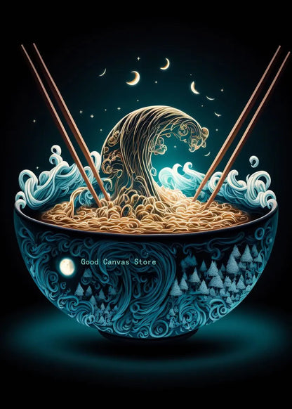 Affiches Néon Japonaises pour Cuisine | Peinture sur Toile Décorative pour Maison