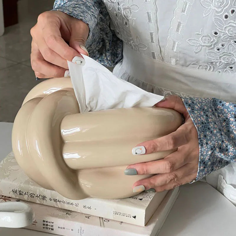 Boîte à Mouchoirs en Céramique Argentée | Porte-serviettes en Porcelaine Élégant pour Décoration Maison