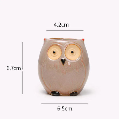 Mini Pot de Fleurs Hibou en Céramique – Jardinière Mignonne pour Plantes Succulentes et Déco de Bureau ou Jardin
