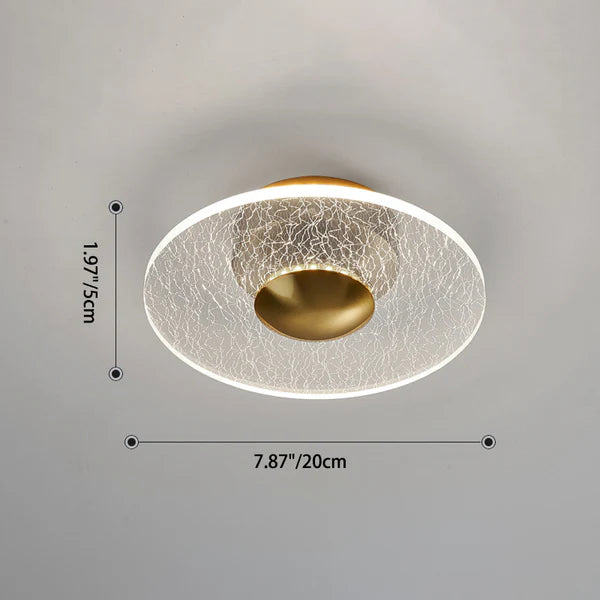 Plafonnier LED Moderne Rond, Acrylique Doré, 10W