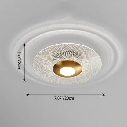 Plafonnier LED Moderne Rond, Acrylique Doré, 10W