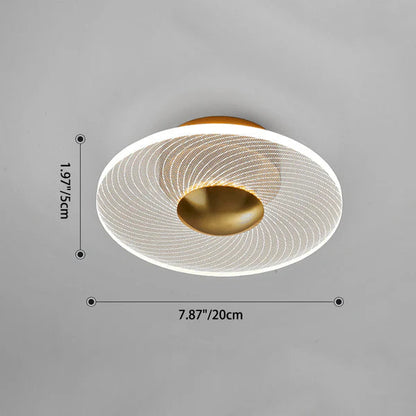 Plafonnier LED Moderne Rond, Acrylique Doré, 10W