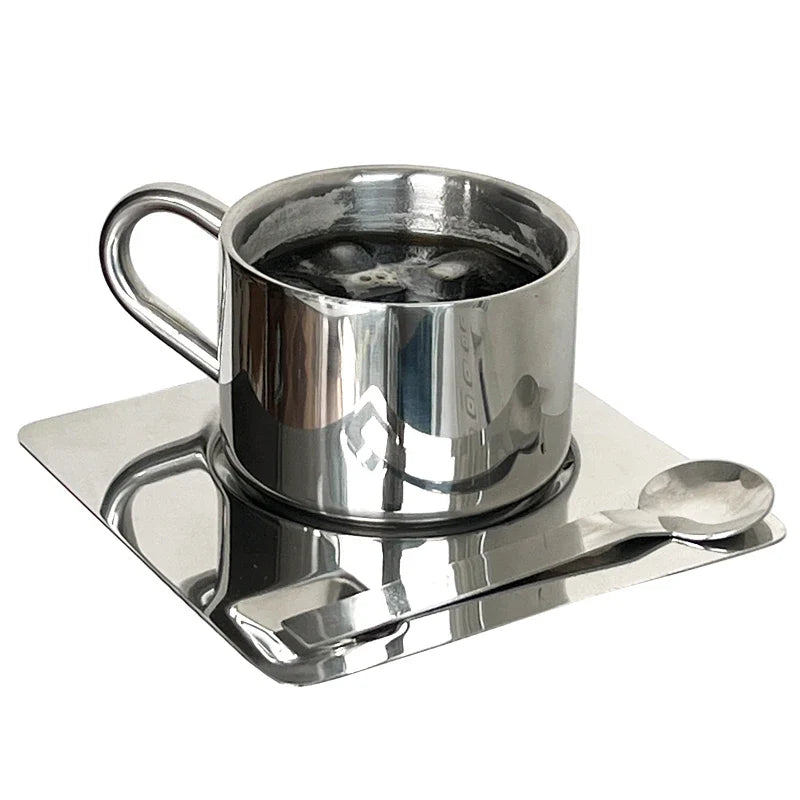 Set Tasse à Café Inox Vince, Design Nordique, 3 Pièces