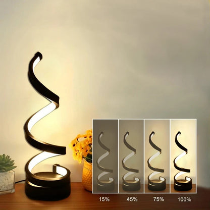 Lampe de Table Spirale LED – Design Moderne à Intensité Variable avec Port USB