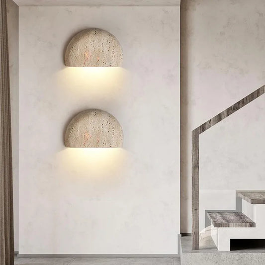 Applique Murale LED Demi-Lune en Pierre – Wabi-Sabi