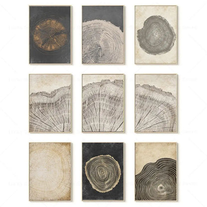 Toile Abstraite Anneaux d’Arbre – L’Art du Temps Gravé par la Nature