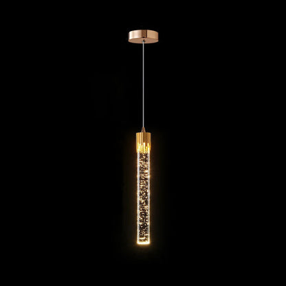 Suspension LED Cylindrique Cristal Moderne