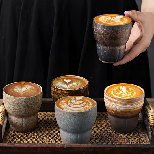 Tasses à Café Rustiques Obliques - Charme Vintage et Minimaliste