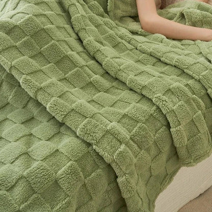Plaid Polaire à Carreaux Doux et Chaud, Polyester