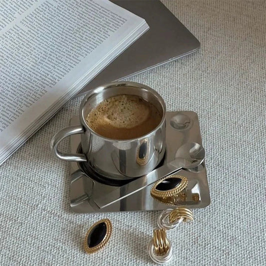 Set Tasse à Café Inox Vince, Design Nordique, 3 Pièces