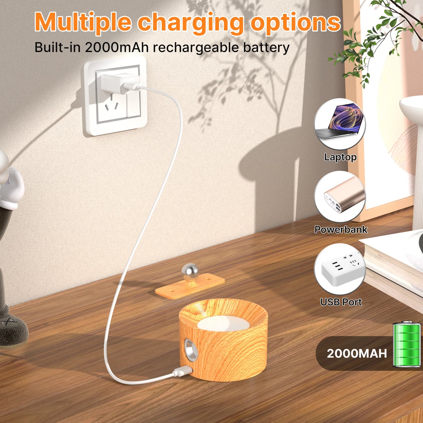 Applique Murale LED Tactile Sans Fil 3 Modes Rotative