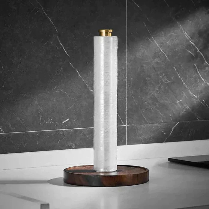 Porte-Essuie-Tout Bois Noyer & Inox – Design Moderne