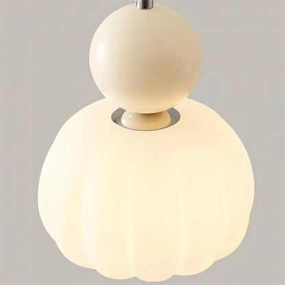 Suspension Art Déco, Crème, Verre Givré, Ø16cm x H22cm