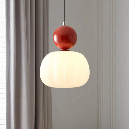 Suspension Art Déco, Crème, Verre Givré, Ø16cm x H22cm