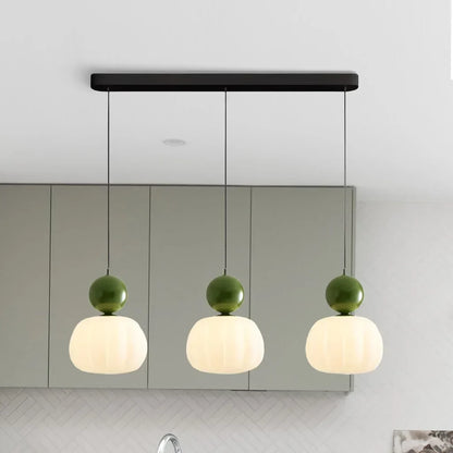 Suspension Art Déco, Crème, Verre Givré, Ø16cm x H22cm