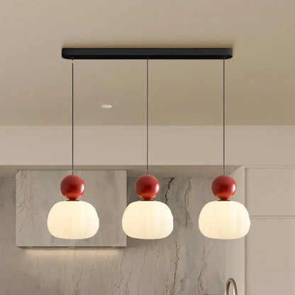 Suspension Art Déco, Crème, Verre Givré, Ø16cm x H22cm