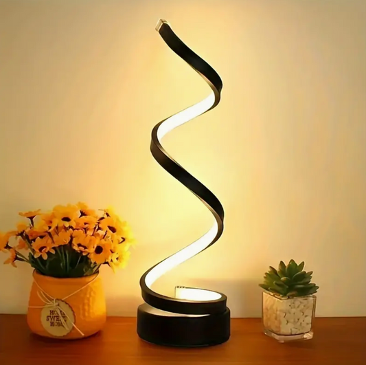 Lampe de Table Spirale LED – Design Moderne à Intensité Variable avec Port USB