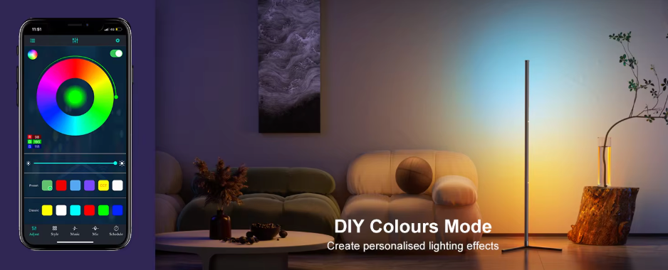 Lampadaire LED RGB Connecté, 16M Couleurs, App & Télécommande