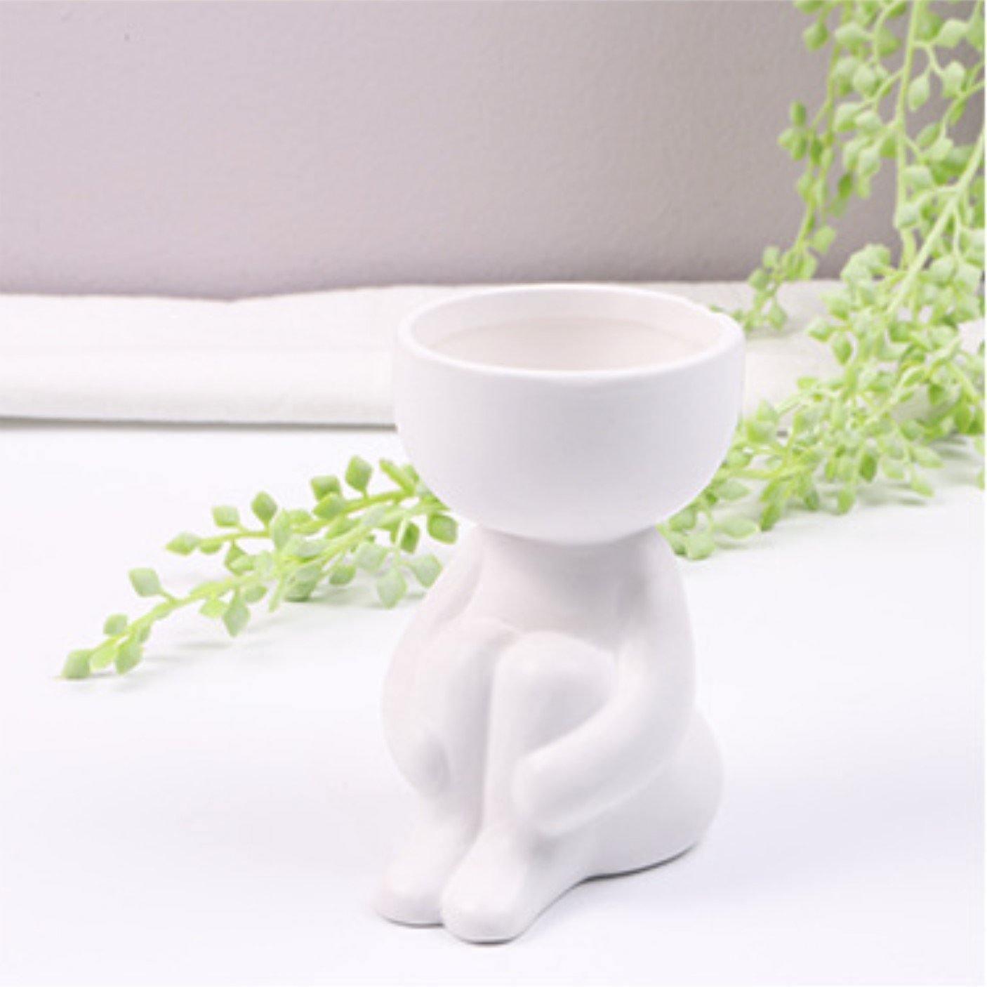 Cache-pot Céramique – Petit Personnage Assis pour Plantes Succulentes