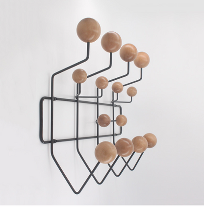 Porte-Manteau Mural Design, Bois et Acier, Multicolore