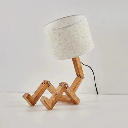Lampe de Chevet Design Articulée Bois & Tissu
