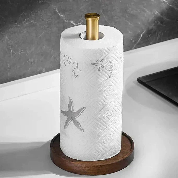 Porte-Essuie-Tout Bois Noyer & Inox – Design Moderne