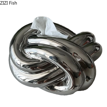 Boîte à Mouchoirs en Céramique Argentée | Porte-serviettes en Porcelaine Élégant pour Décoration Maison