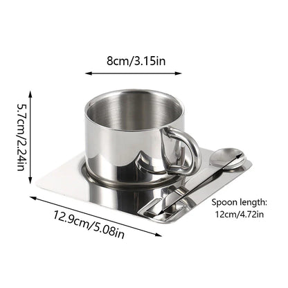 Set Tasse à Café Inox Vince, Design Nordique, 3 Pièces