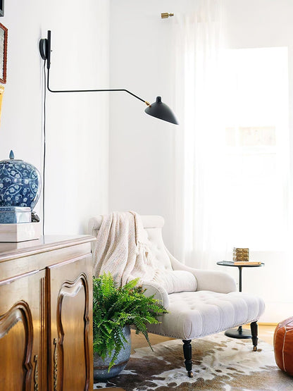 Applique Murale, Bras Orientable, Métal Noir ou Blanc