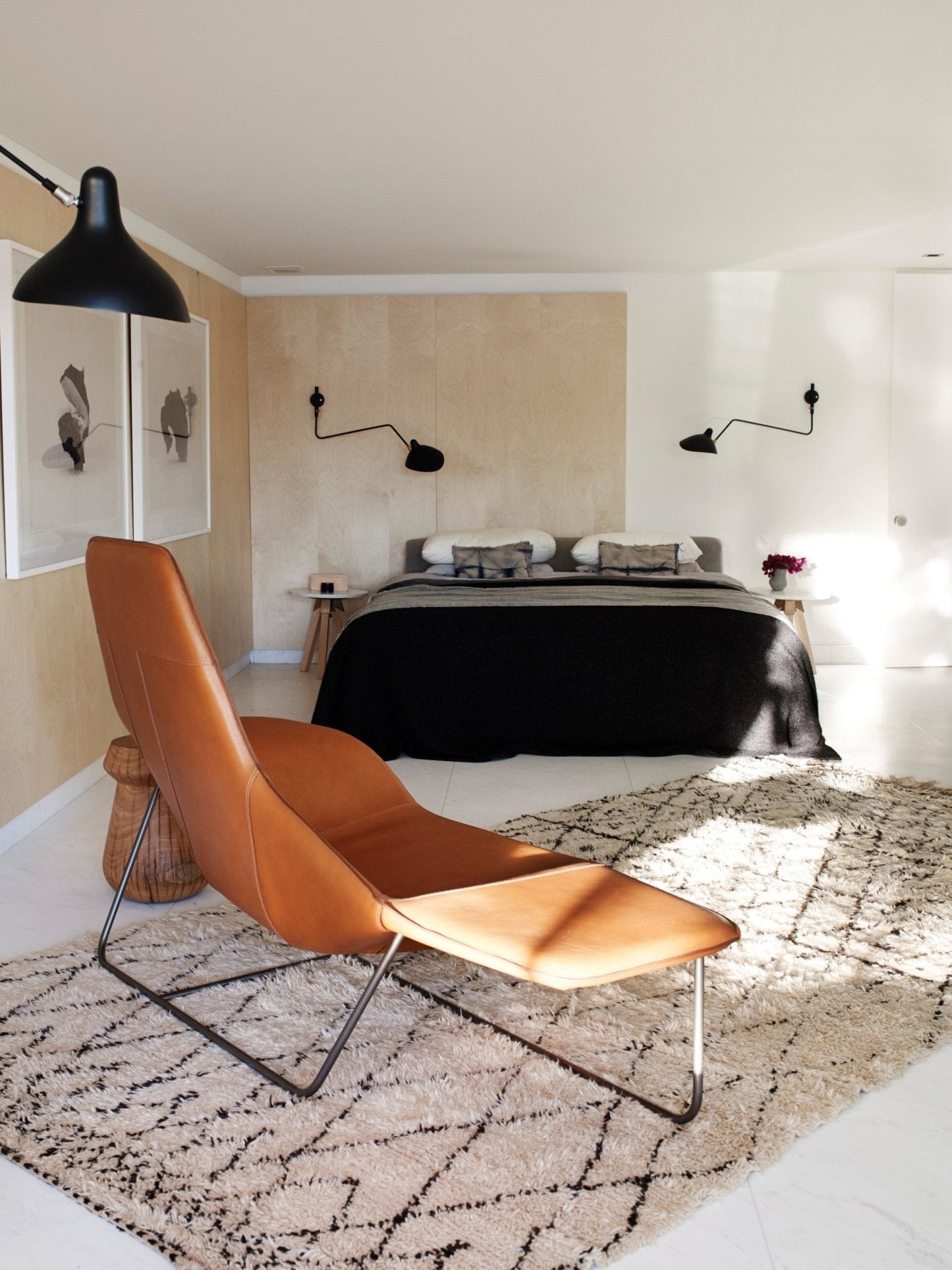 Applique Murale, Bras Orientable, Métal Noir ou Blanc