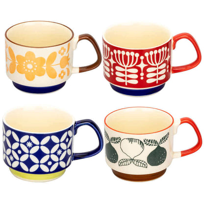 Tasses à Café Rétro en Céramique – 8 Motifs Uniques Disponibles