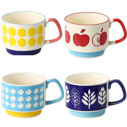 Tasses à Café Rétro en Céramique – 8 Motifs Uniques Disponibles