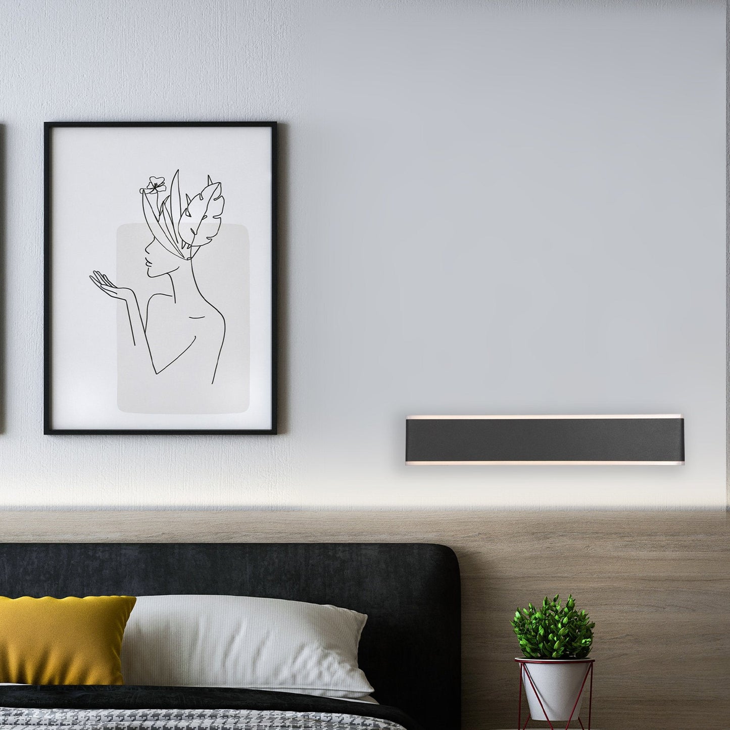 Applique Murale LED 400mm, Finition Café Foncée