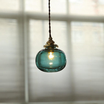 Lampe Suspendue Rétro en Verre Soufflé à la Main – Élégance Vintage pour Tous les Intérieurs