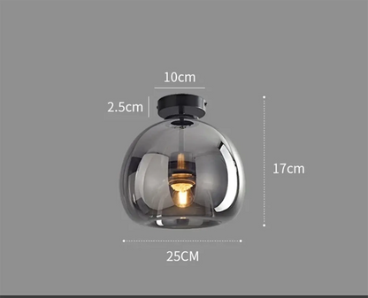 Plafonnier Moderne en Verre Transparent Doré ou Noir