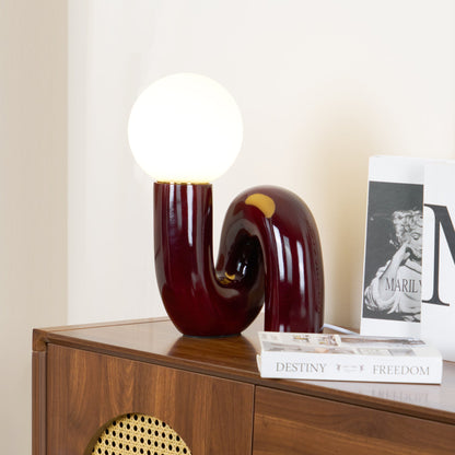 Lampe de Table Design, Verre Opale et Base Spiralée, 40 cm