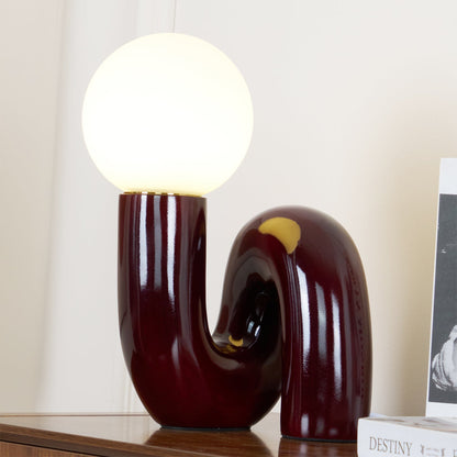 Lampe de Table Design, Verre Opale et Base Spiralée, 40 cm